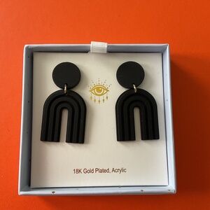 New with tags Eye Candy black acrylic statement earrings 18k plated posts
